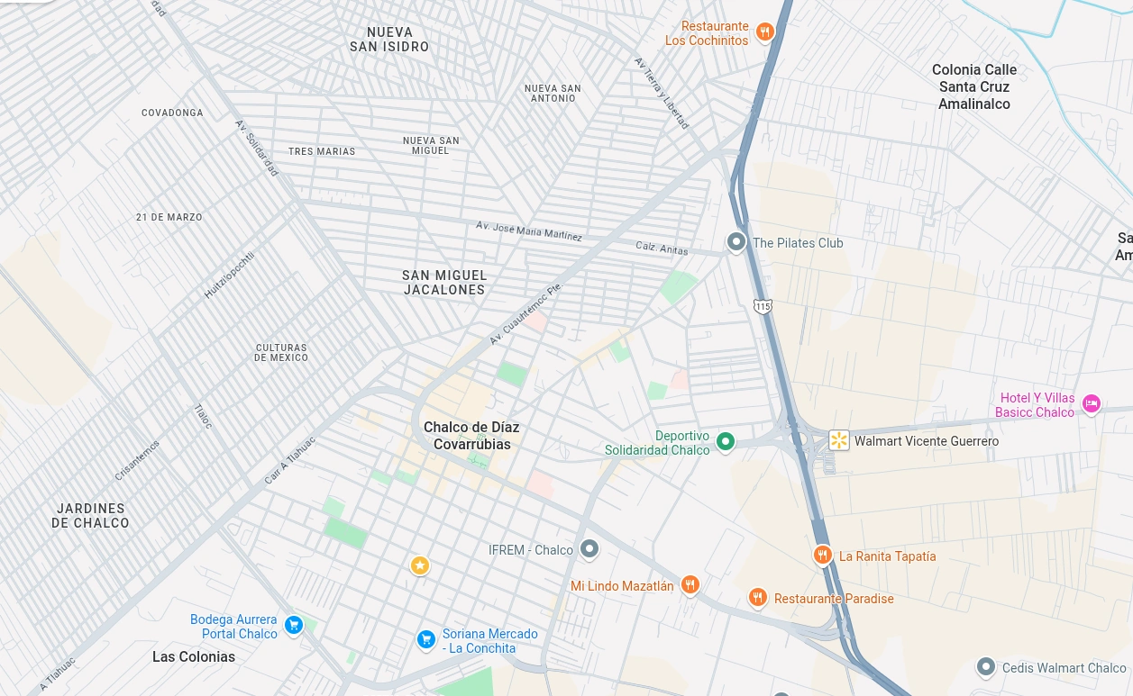 Mapa del área de servicio